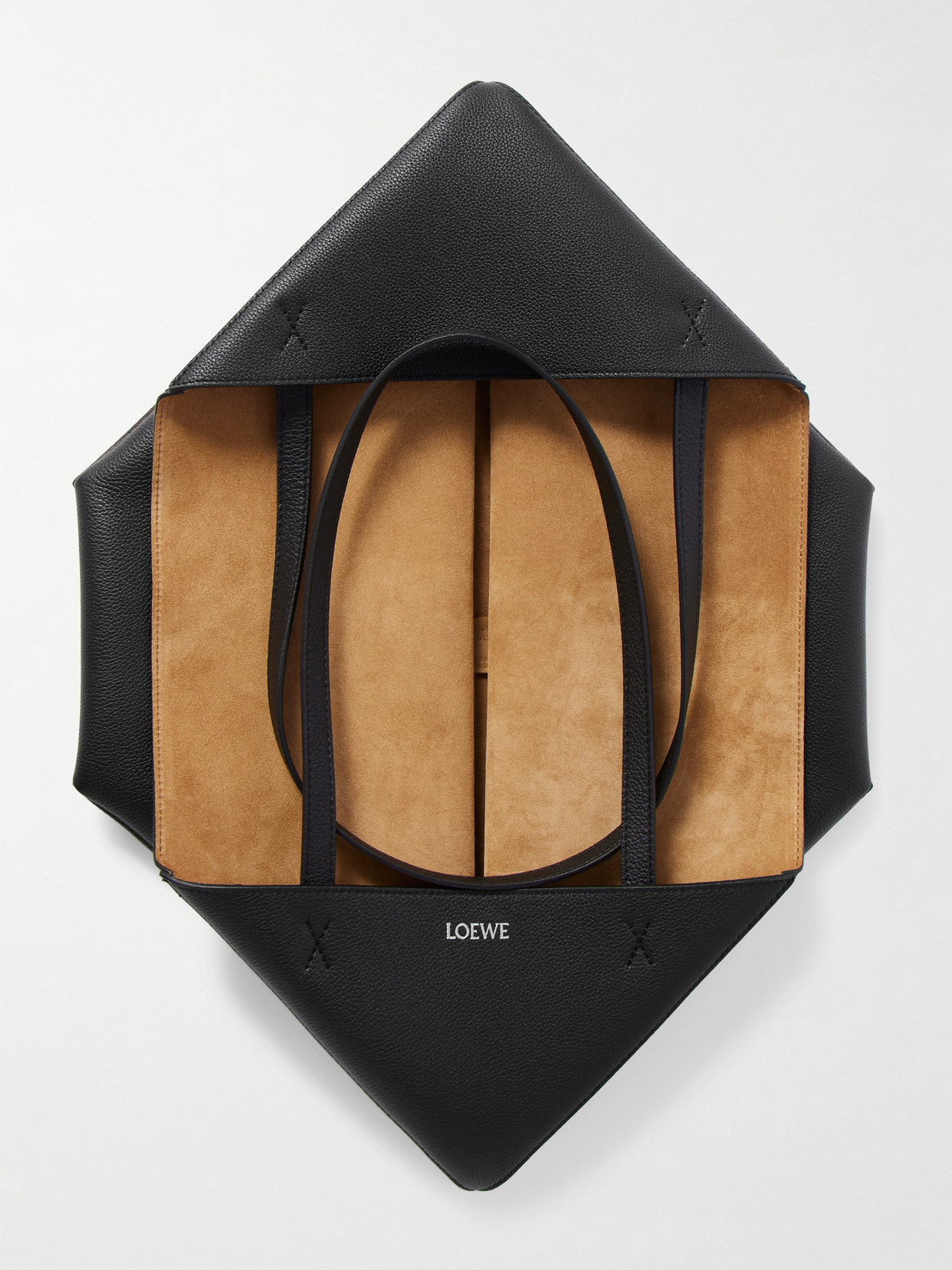 Puzzle Fold Horizontal Large Textured-leather Tote - Black