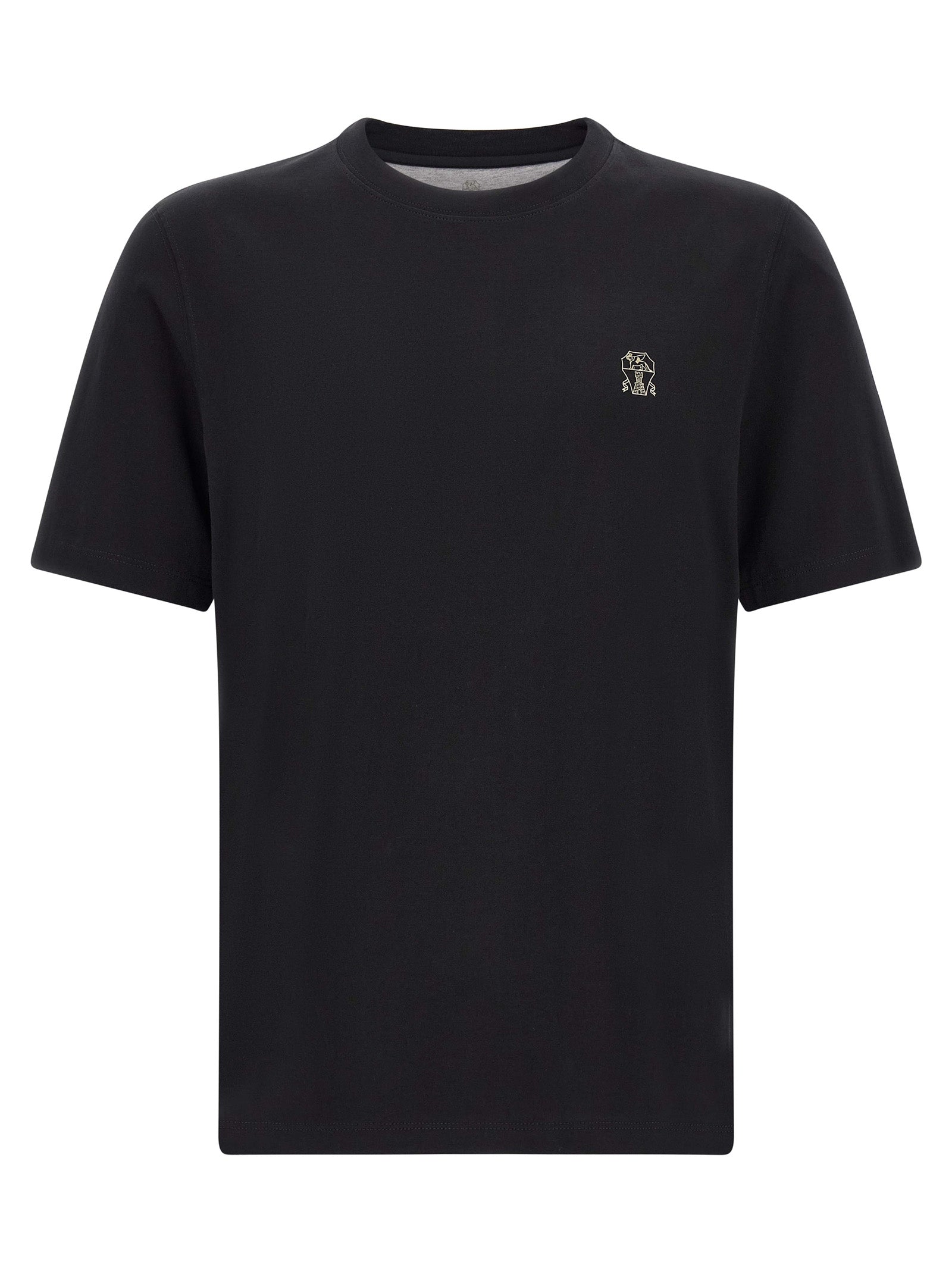 Embroidered Logo Cotton T-Shirt — Black