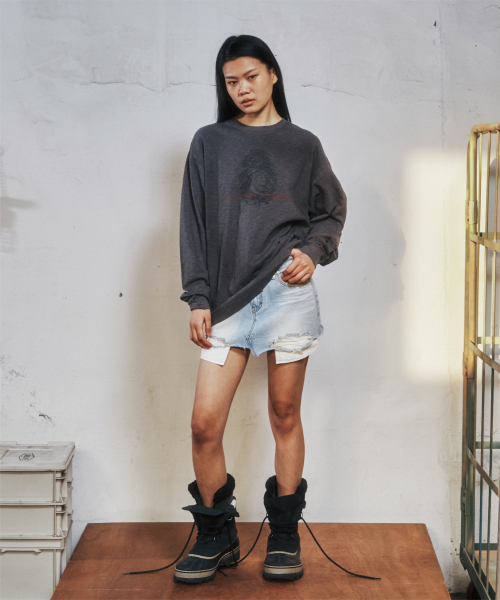 UNBALANCE MICRO DENIM SKIRT LIGHT BLUE