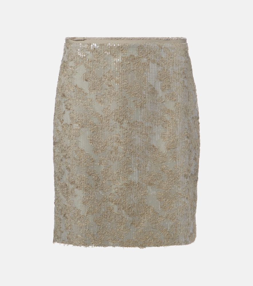 Sequined pencil midi skirt