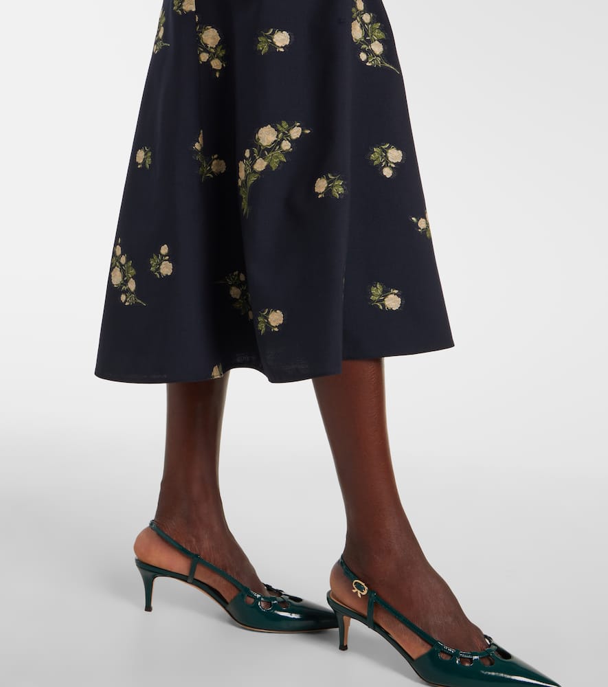Floral jacquard midi skirt