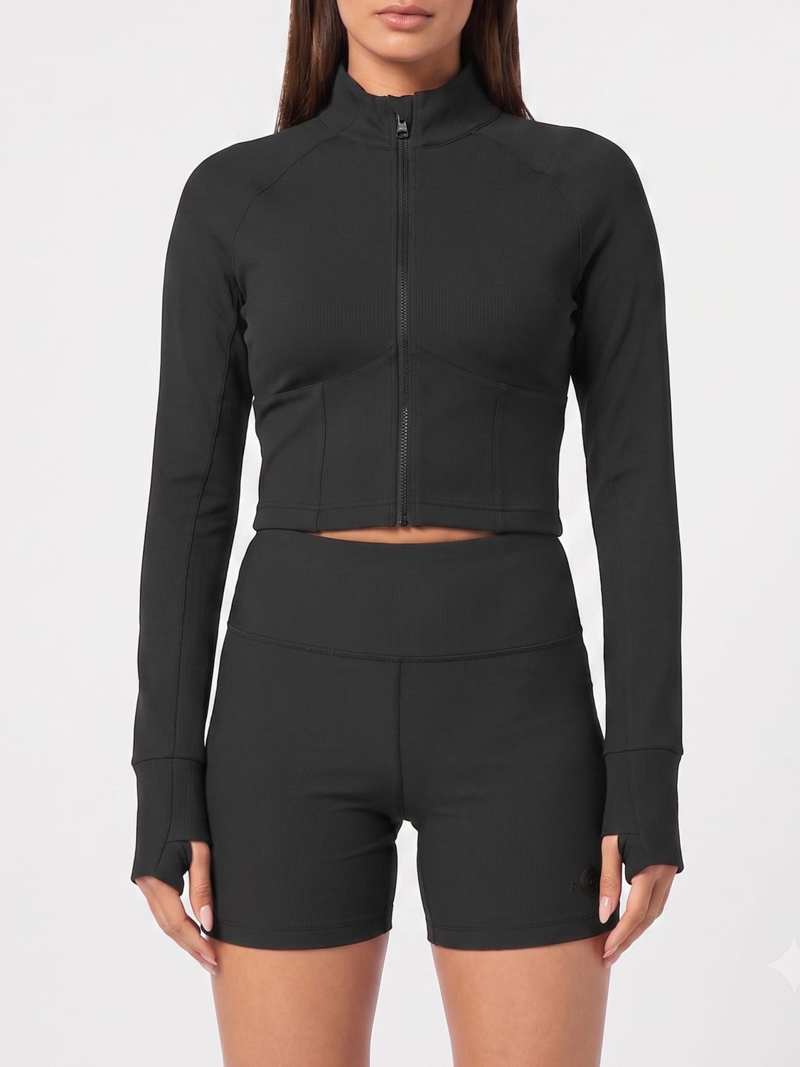 Cropped zipped performance sweatshirt - Grey