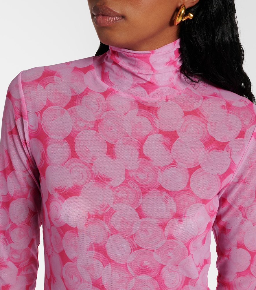 Printed high-neck jersey top