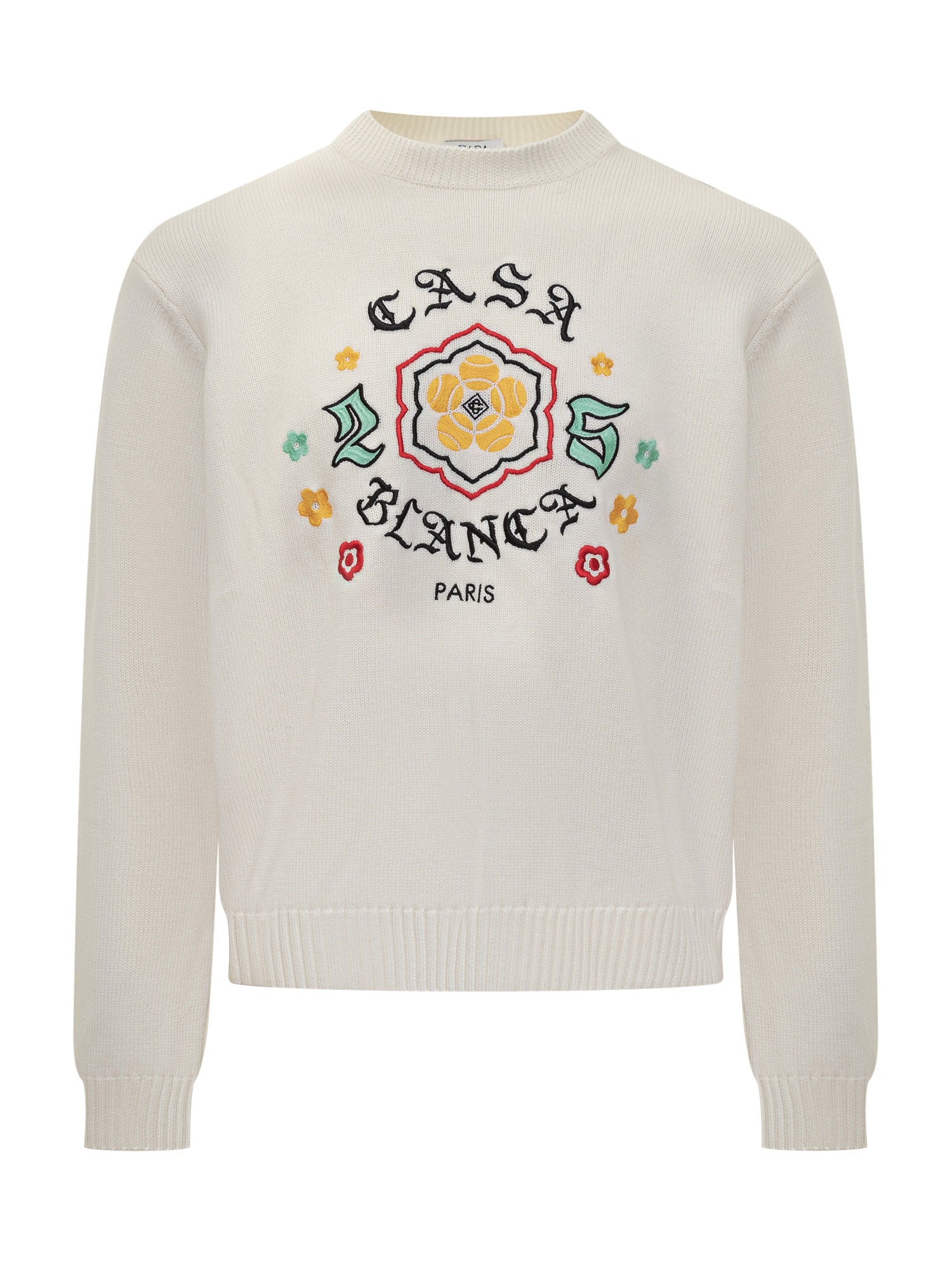 Pullover with Embroidered Logo and Floral Design