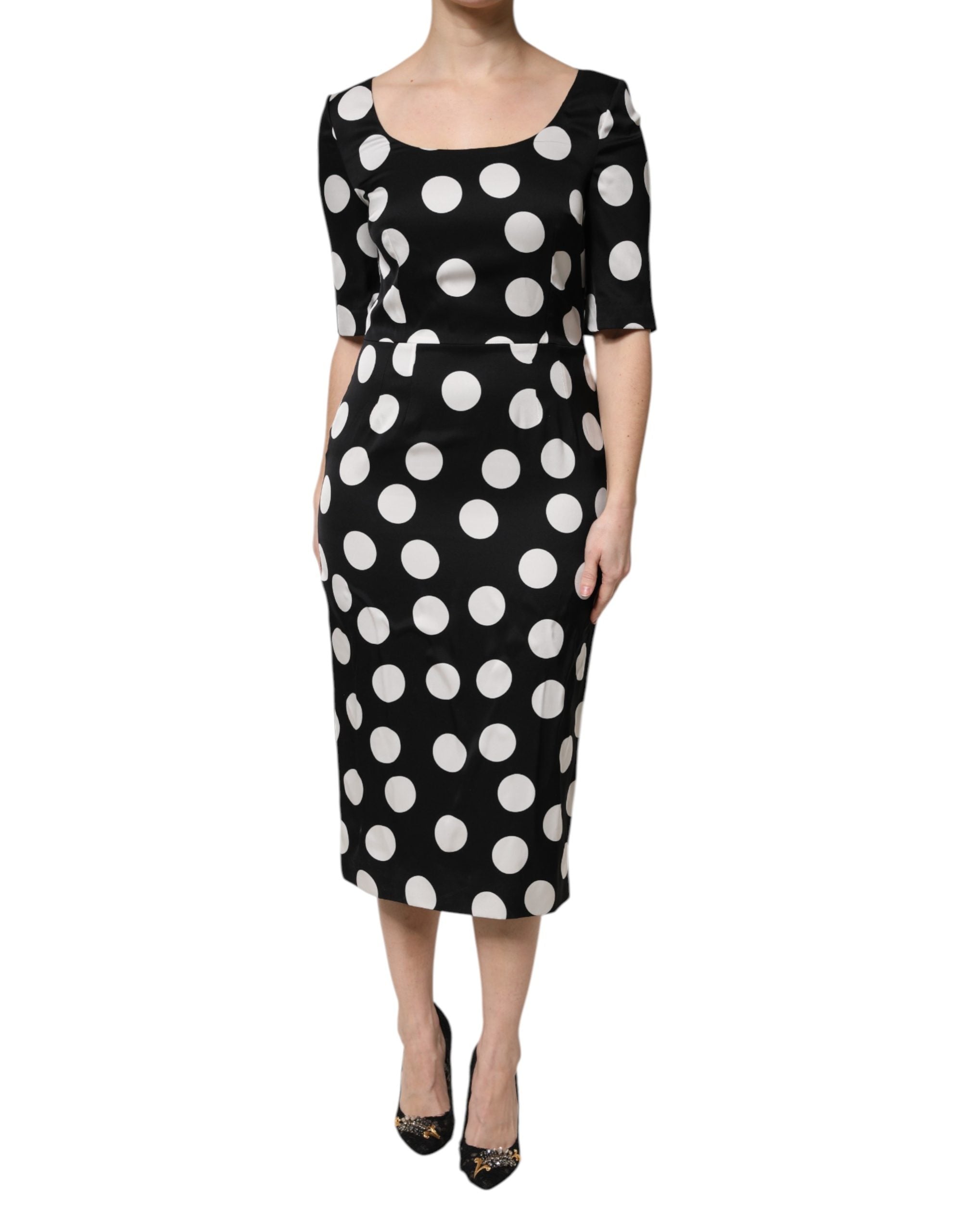 Polka Dot Silk Dress — Black