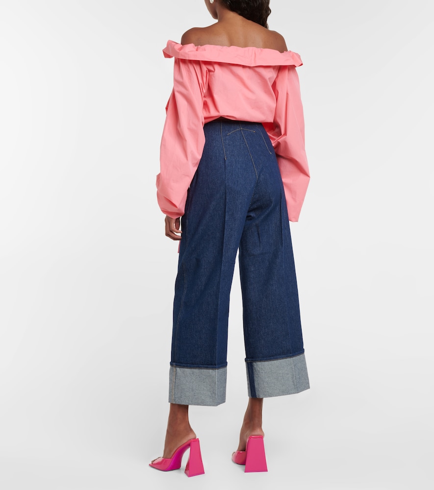 Mid-rise wide-leg jeans