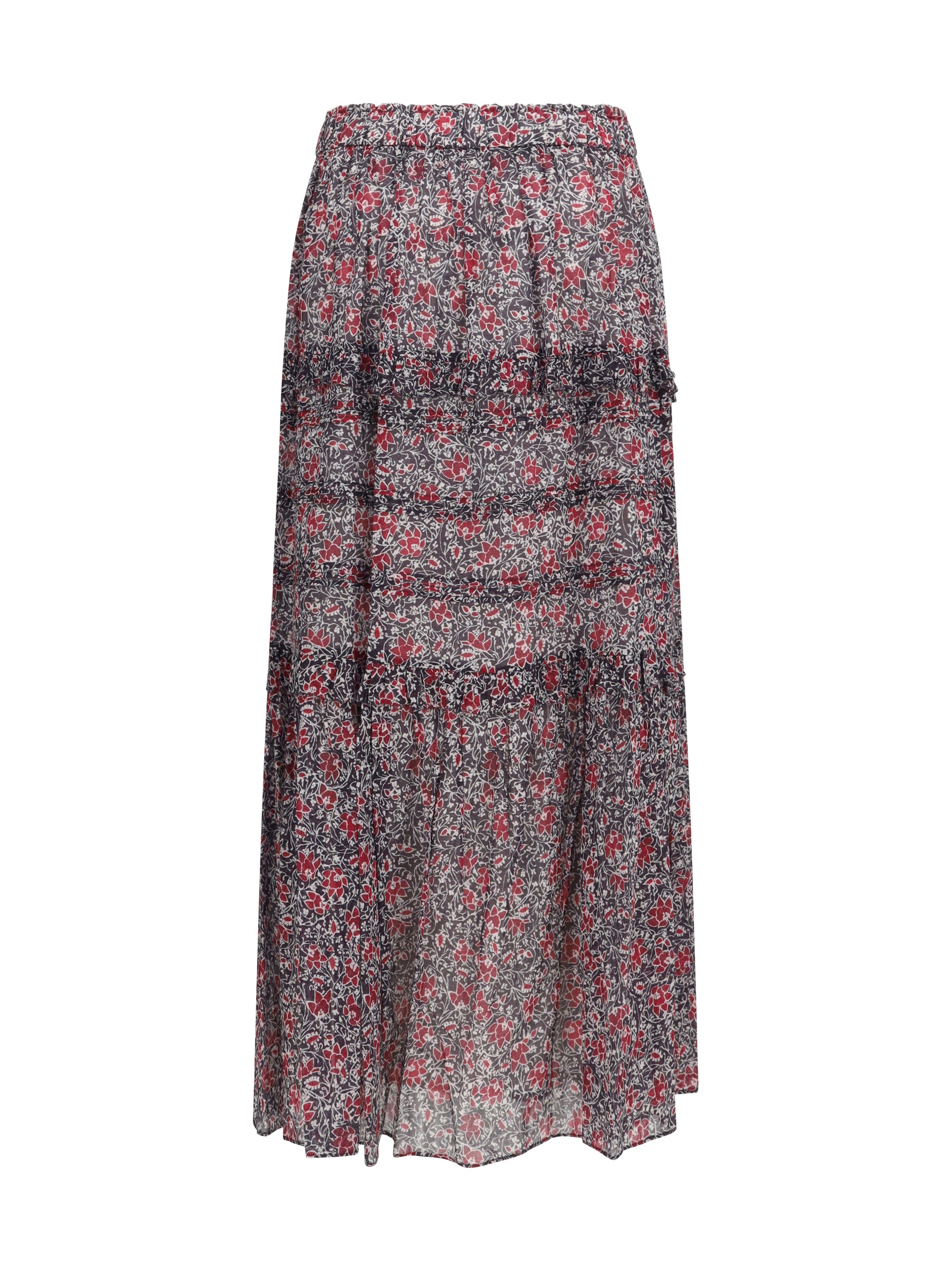 Tiered Ruffled Floral Skirt — Crushed Berry