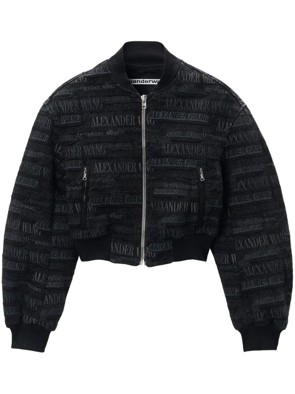 Logo-embroidered bomber jacket - Black