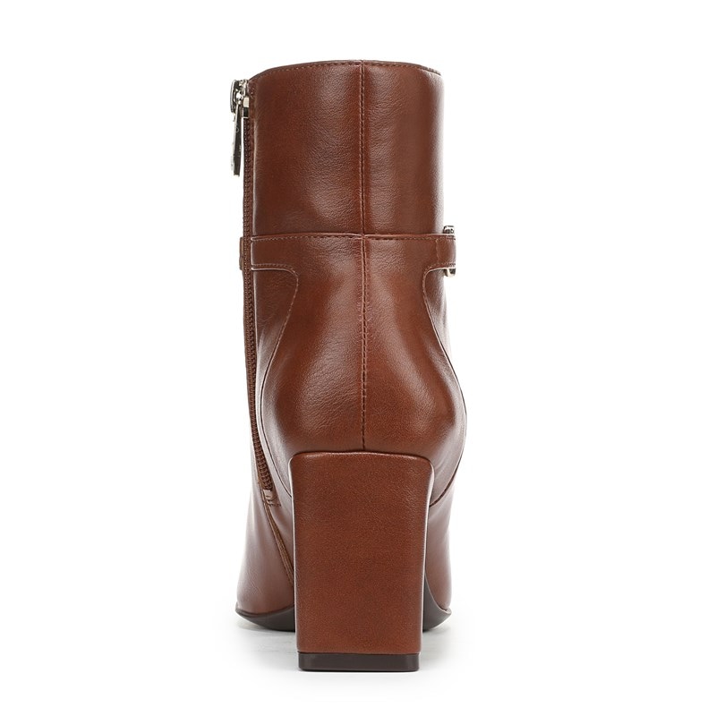 Nanette Ankle Bootie Boots, Saddle Tan Faux Leather