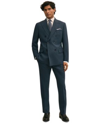 B by Mens Pinstripe Wool Classic Fit Double Breasted Suit Separates