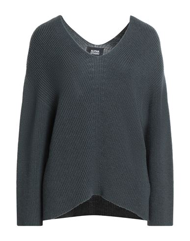 Woman Sweater Slate blue Size 10 Wool