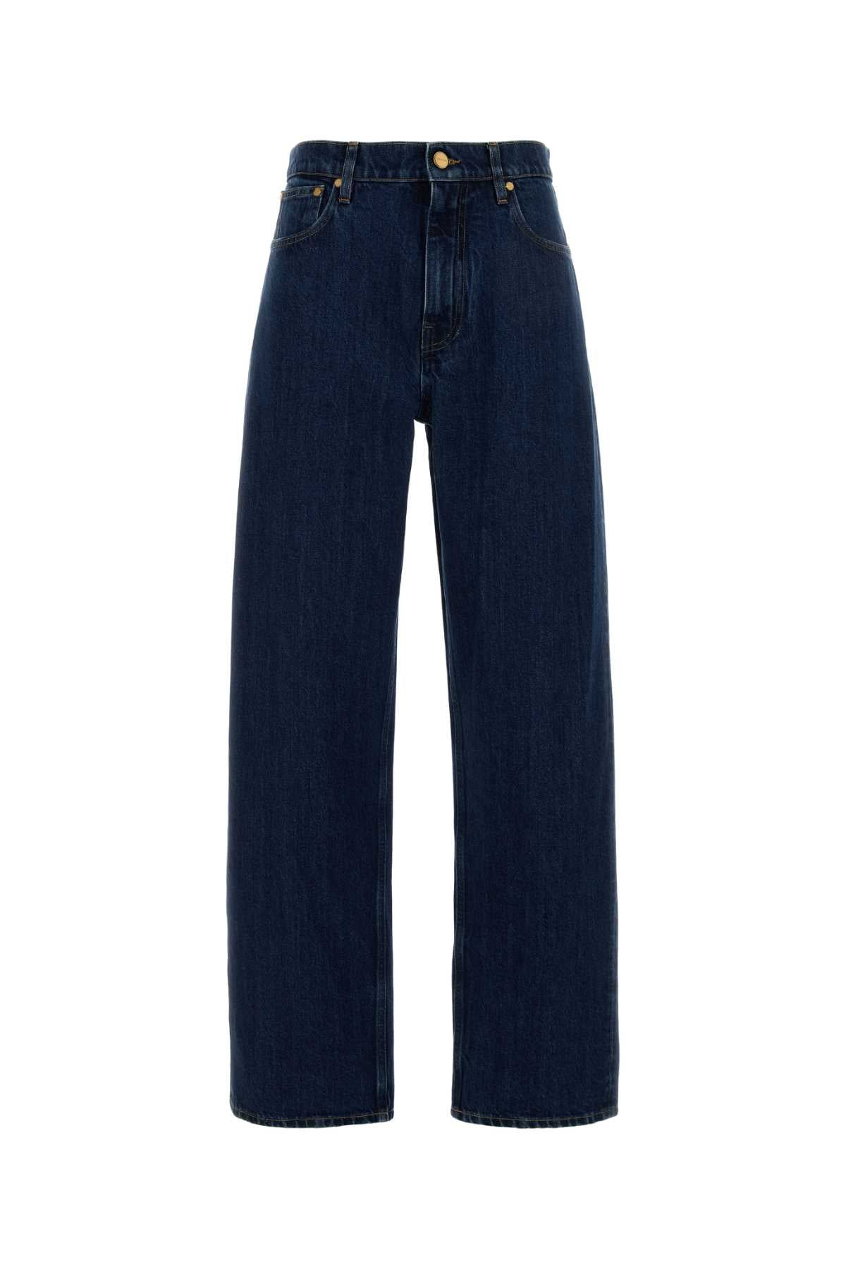 Wide-Leg Denim Jeans — Navy