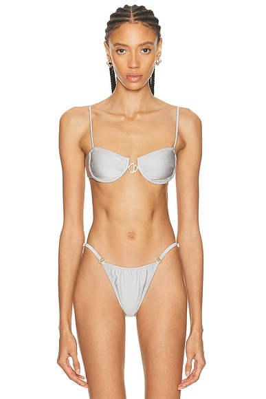 Bananhot Cannes Bikini Top in Silver - Metallic Silver. L also in M