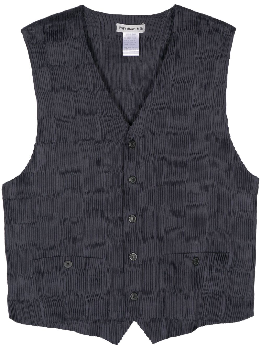 2000 V-neck plissé vest - Blue