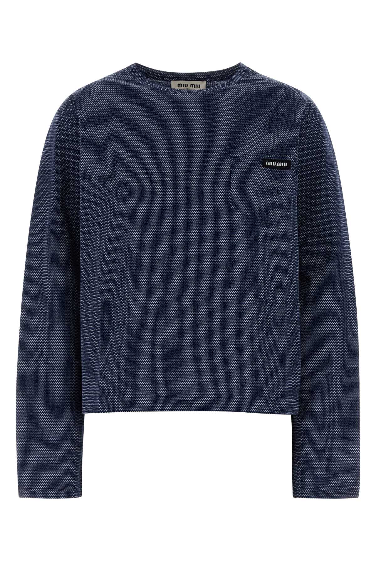 Two-Tone Jersey T-Shirt — Navy