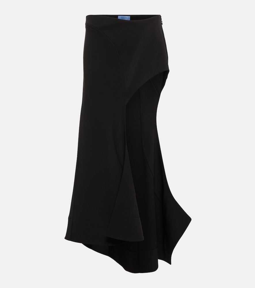 Asymmetric jersey midi skirt