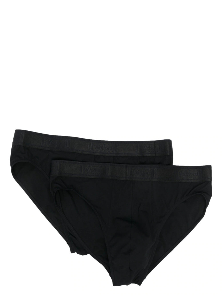 Logo-waistband briefs set - Black