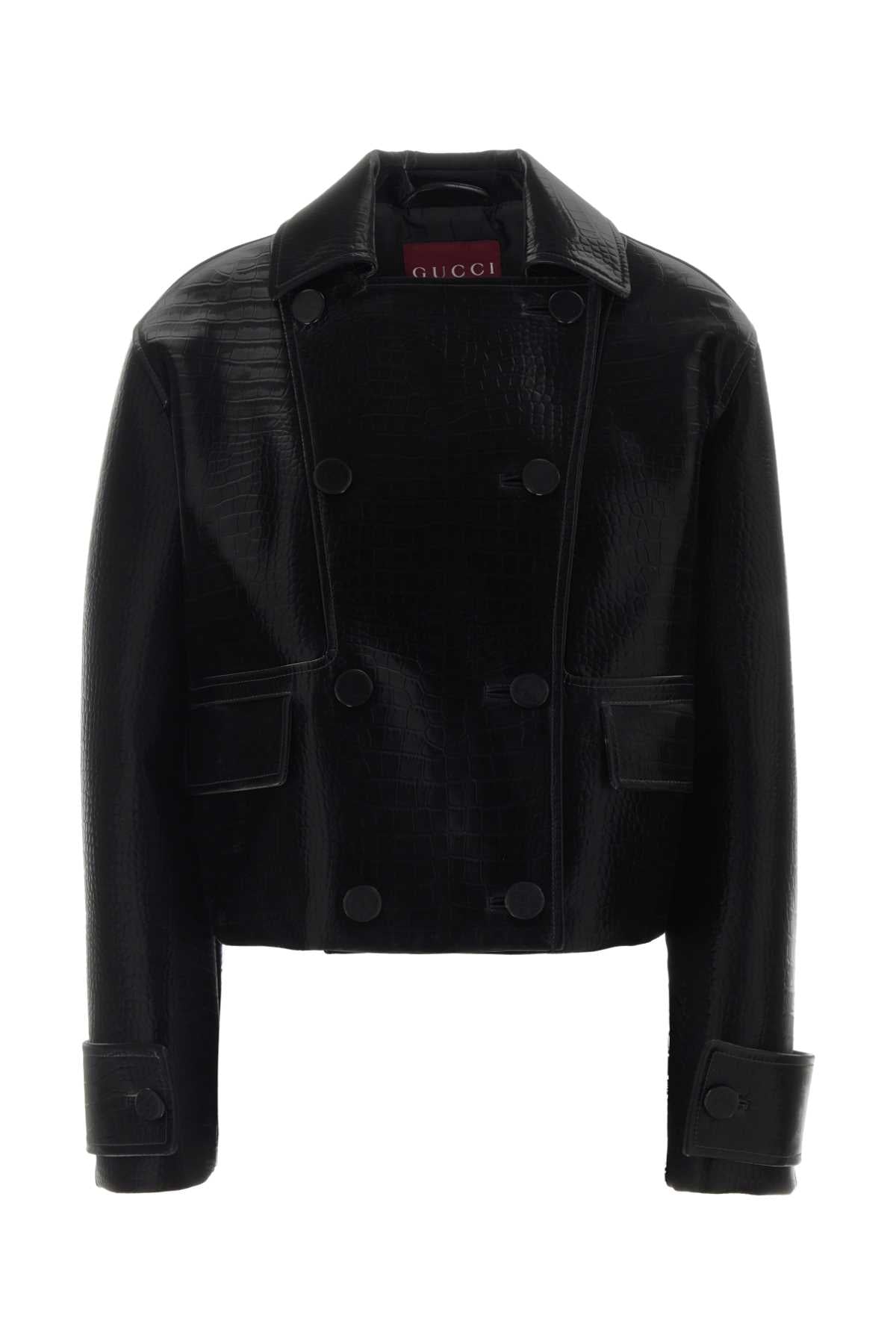 Cropped Lamb Leather Jacket — Black