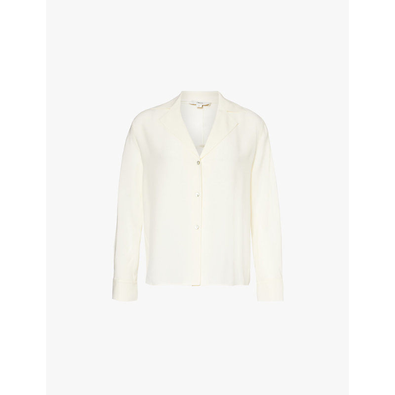 Womens Shell V-neck Relaxed-fit Silk Shirt M