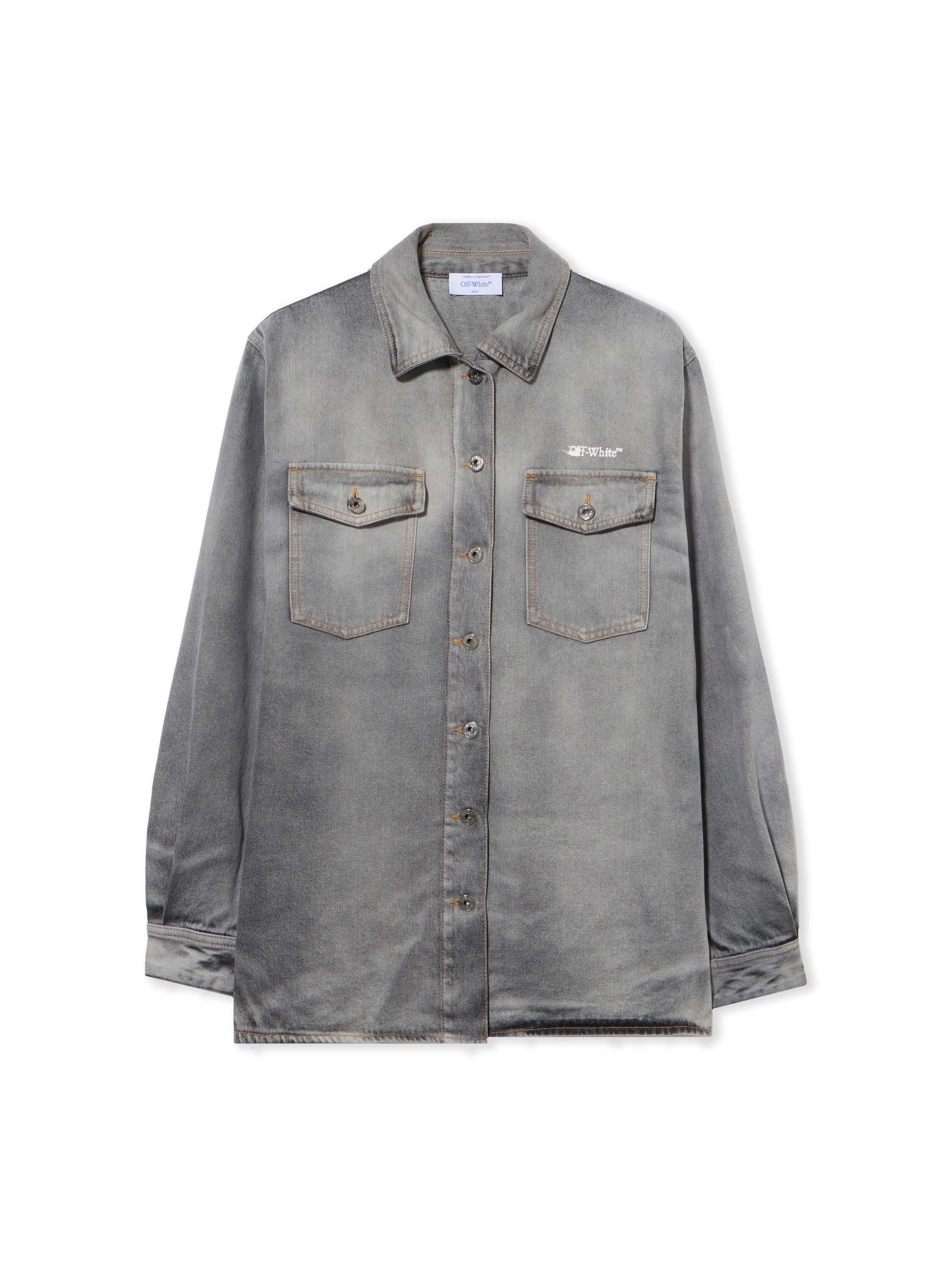 Ink Arrow Denim Shirt Jacket - Female Denim Bleach Black