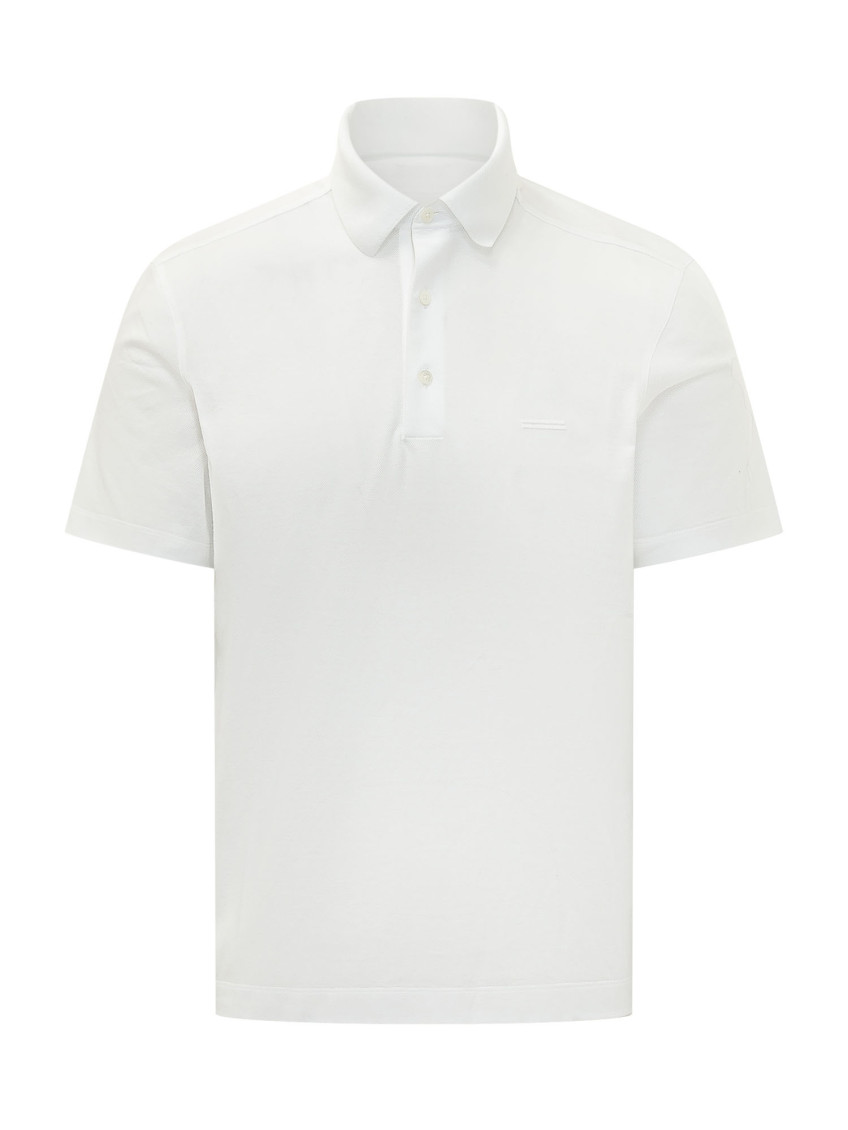 White Solid Shirt Collar Polo