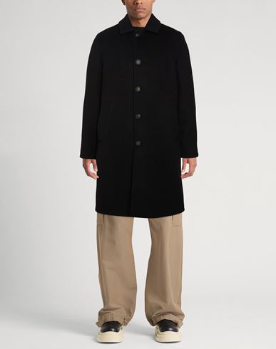 Man Coat Black Size 36 Virgin Wool, Polyamide