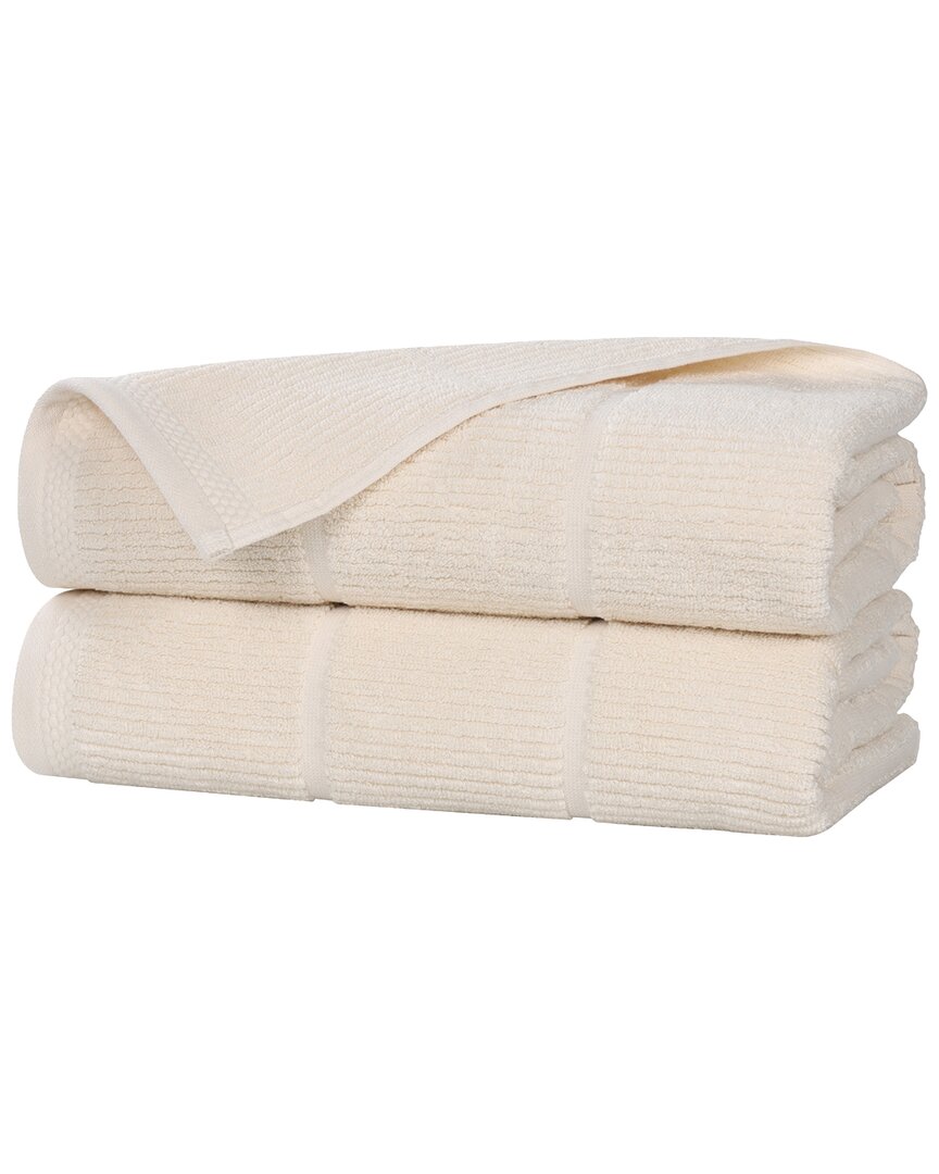 Superior Set of 2 Milo Smart Twist Cotton Medium Weight Solid Ribbed Bath  Sheets