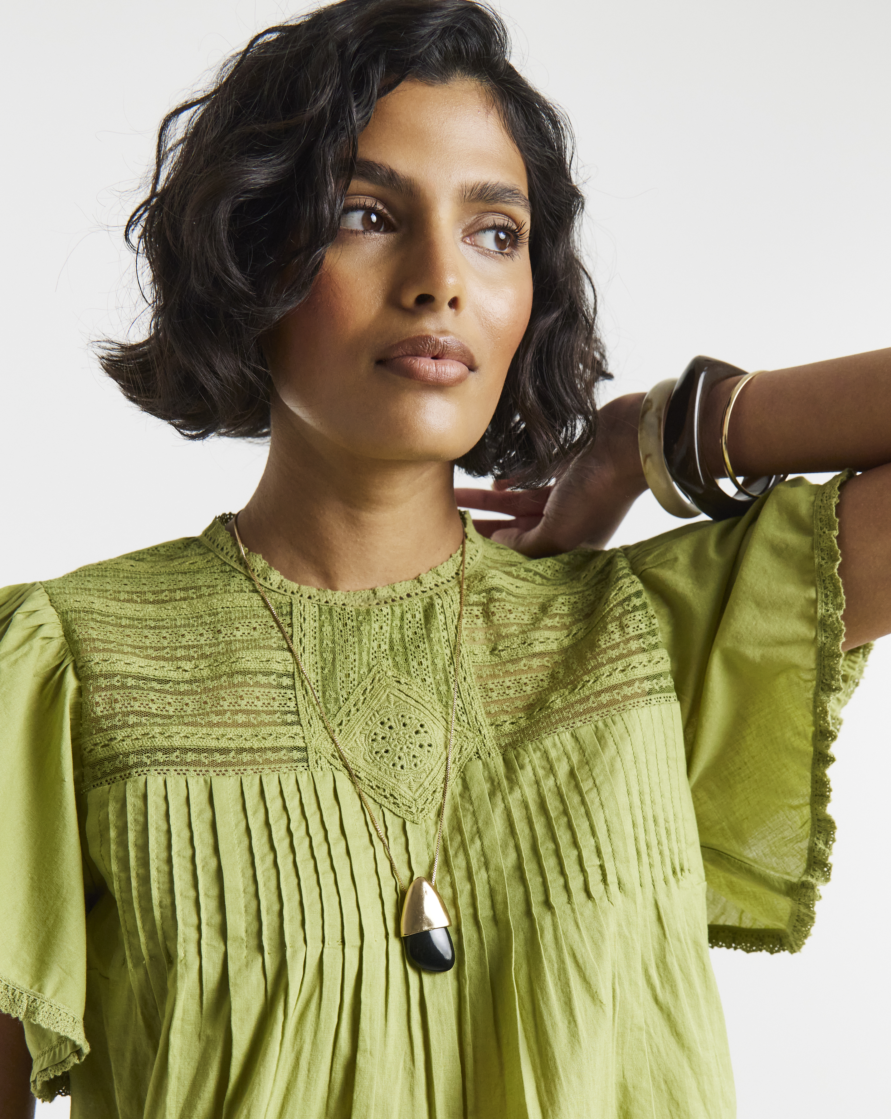 Olive Angel Sleeve Blouse