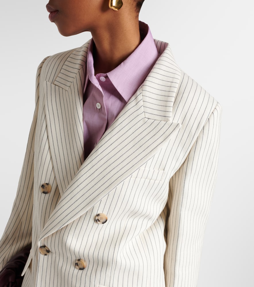 Striped cotton and linen blazer