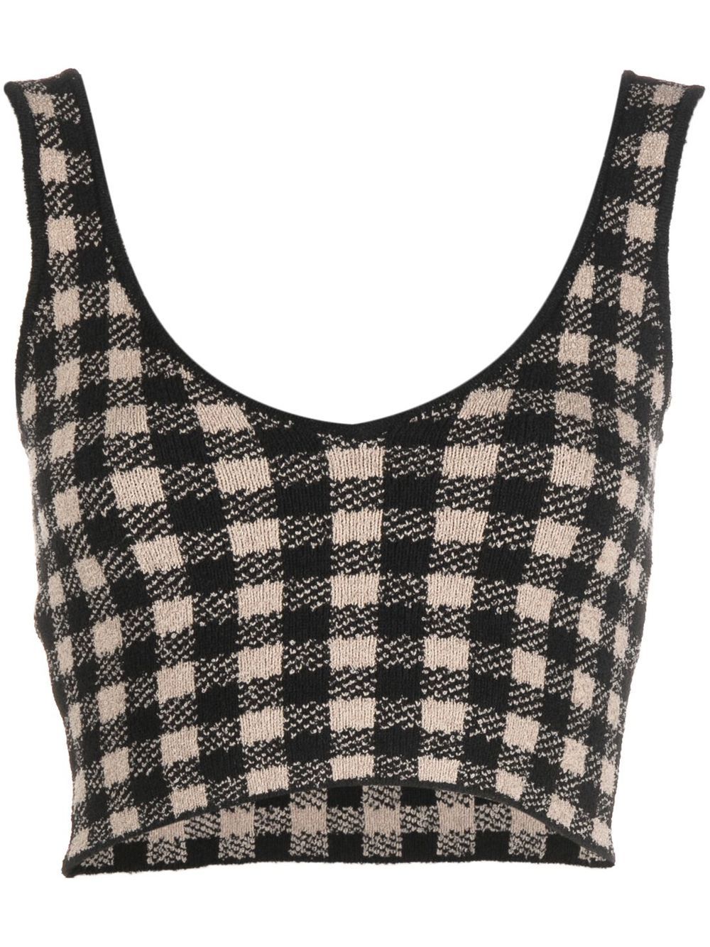 Argia gingham-check crop-top - Brown