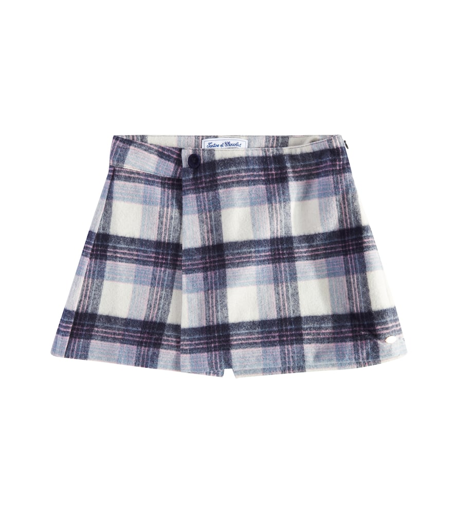 Tartine et Chocolat Checked wool-blend skort