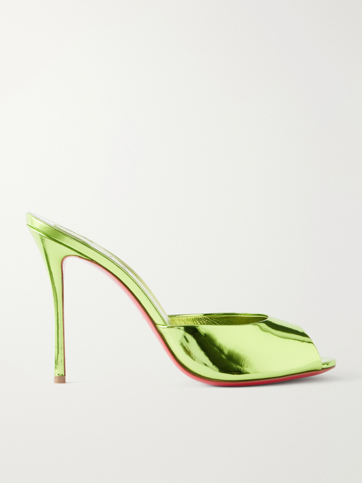 Me Dolly 100 Metallic Leather Mules - Lime green