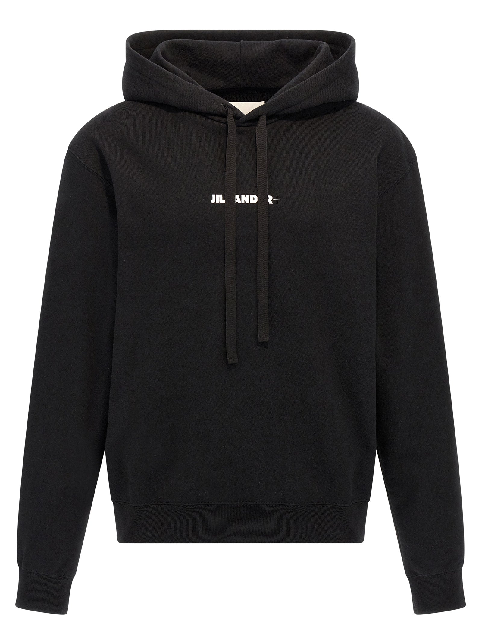 Logo-Print Cotton Hoodie — Black