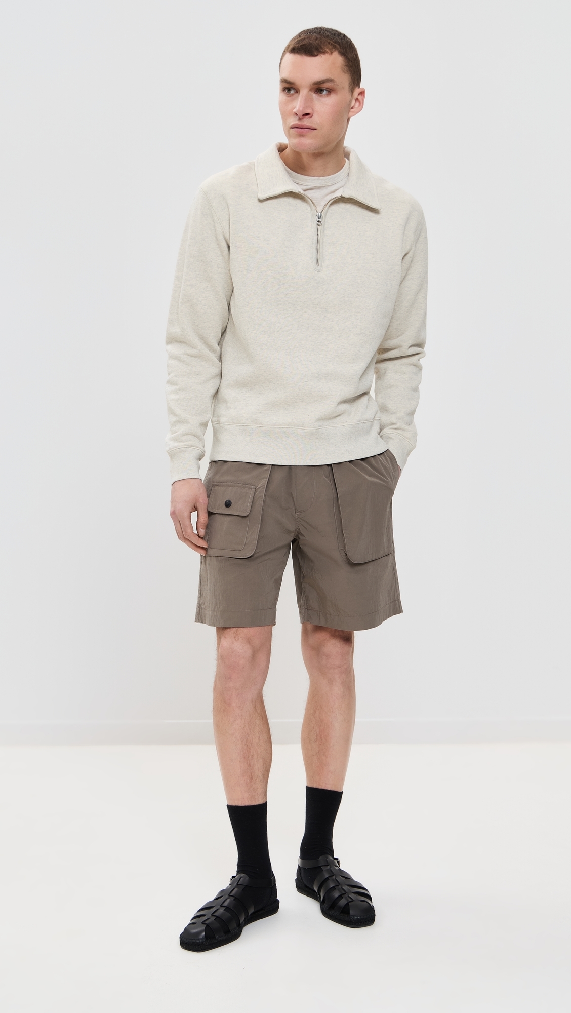 Knickerbocker 50s Quarter Zip Sweatshirt Oat Grey