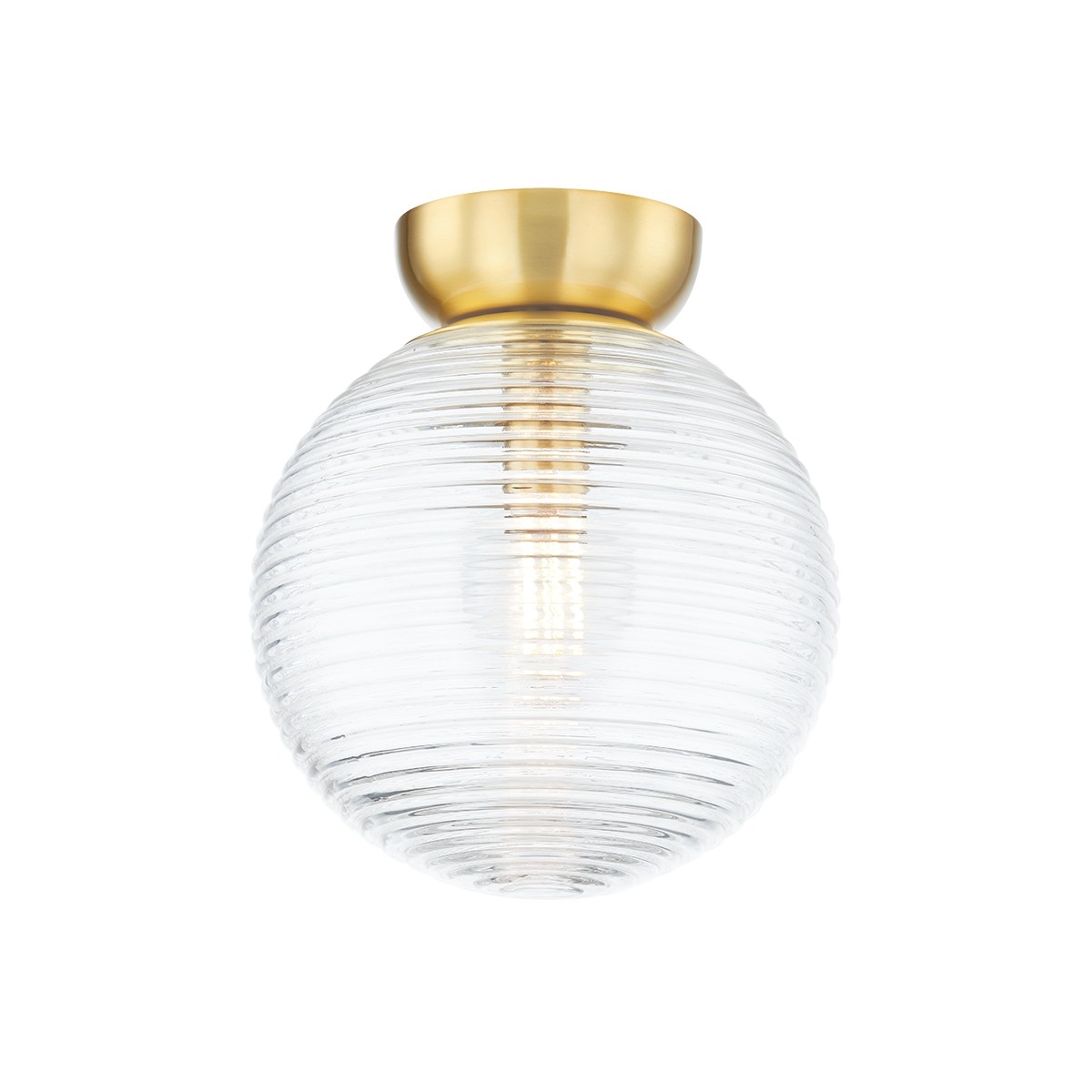 Aged Brass One Light Flush Mount from the Sara Collection