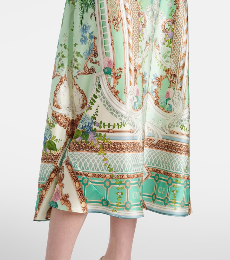 Gathered silk midi dress