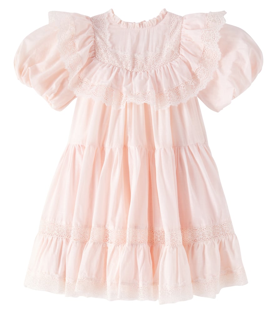 Petite Amalie Tiered lace-trimmed cotton dress