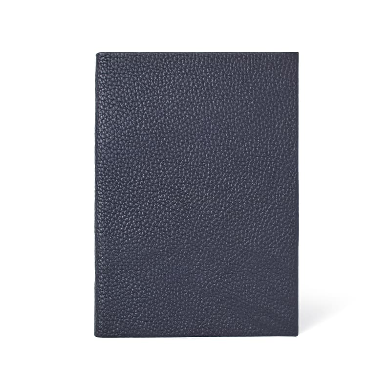A5 Leather Bound Notebook in Navy Pebble