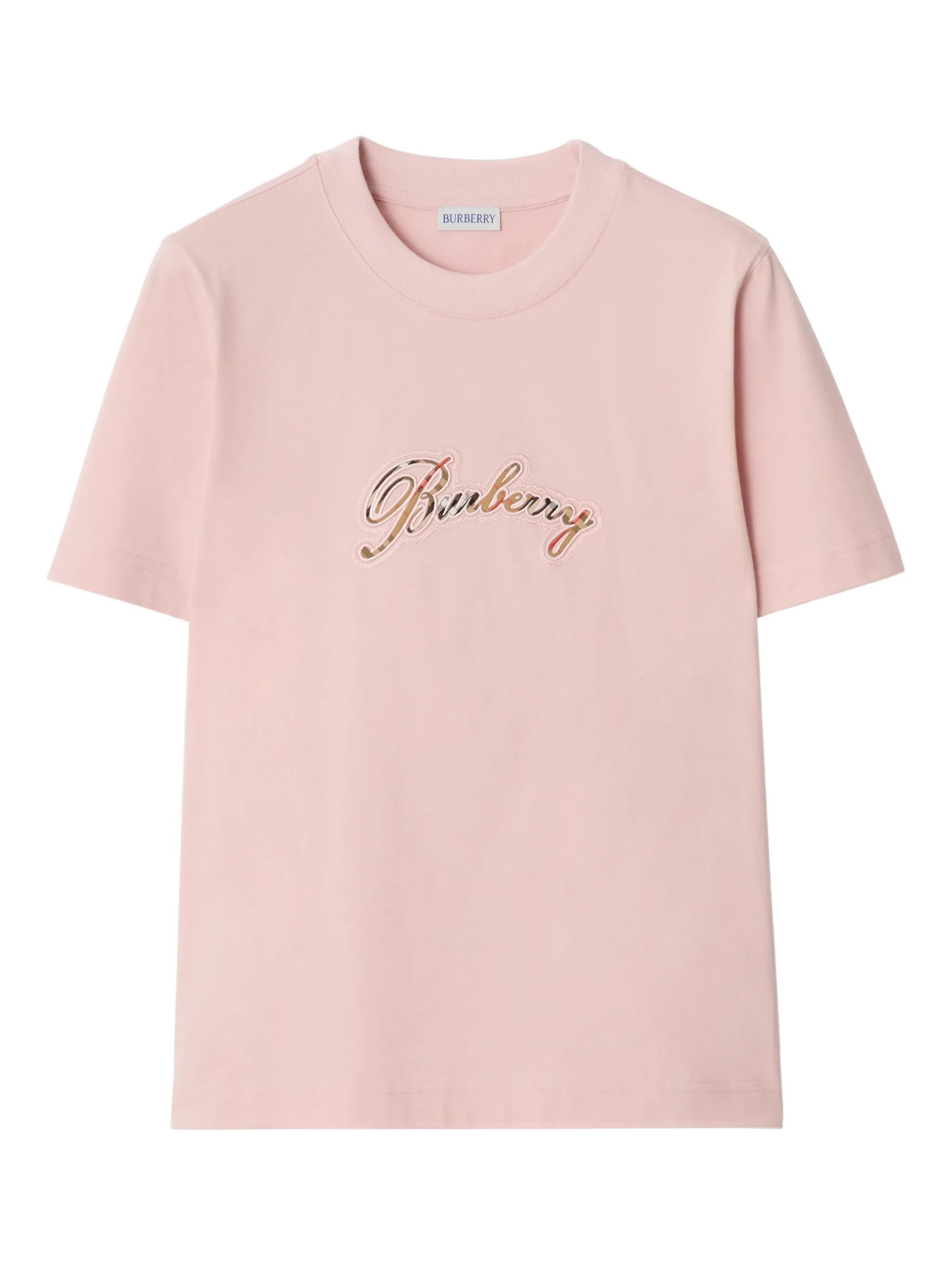 Ribbed Collar Logo T-Shirt with Embroidered Chest Lettering