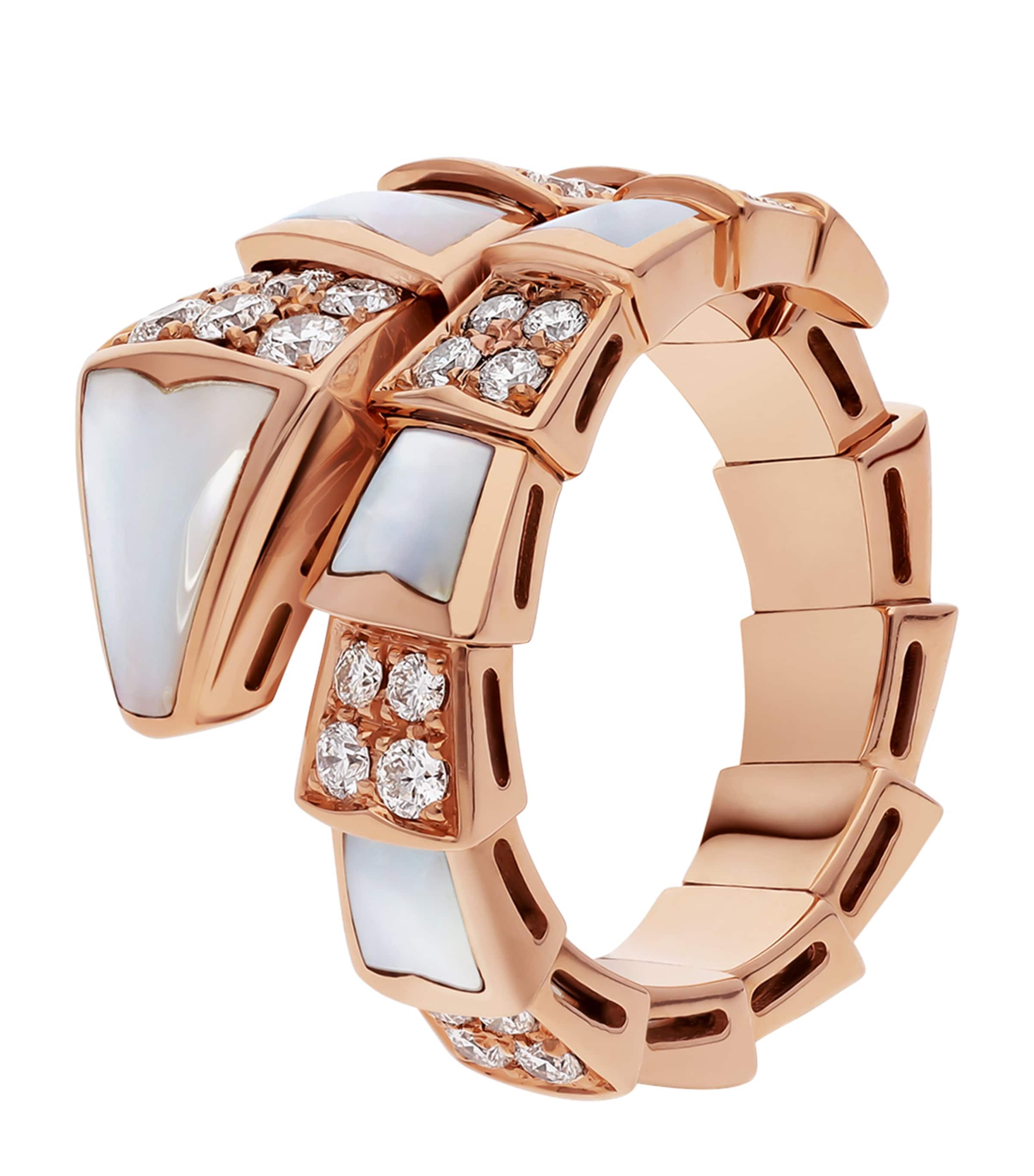 Rose Gold, Diamond and Mother-of-Pearl Serpenti Viper Ring