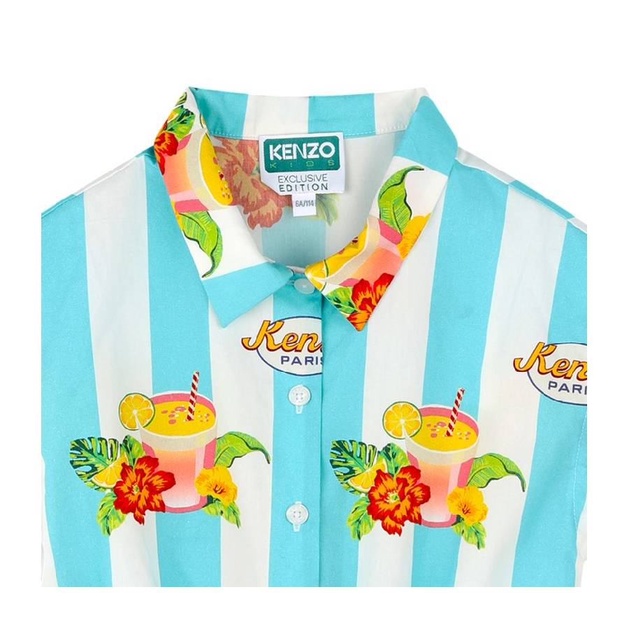 Girls Stripe Pattern Floral Dress