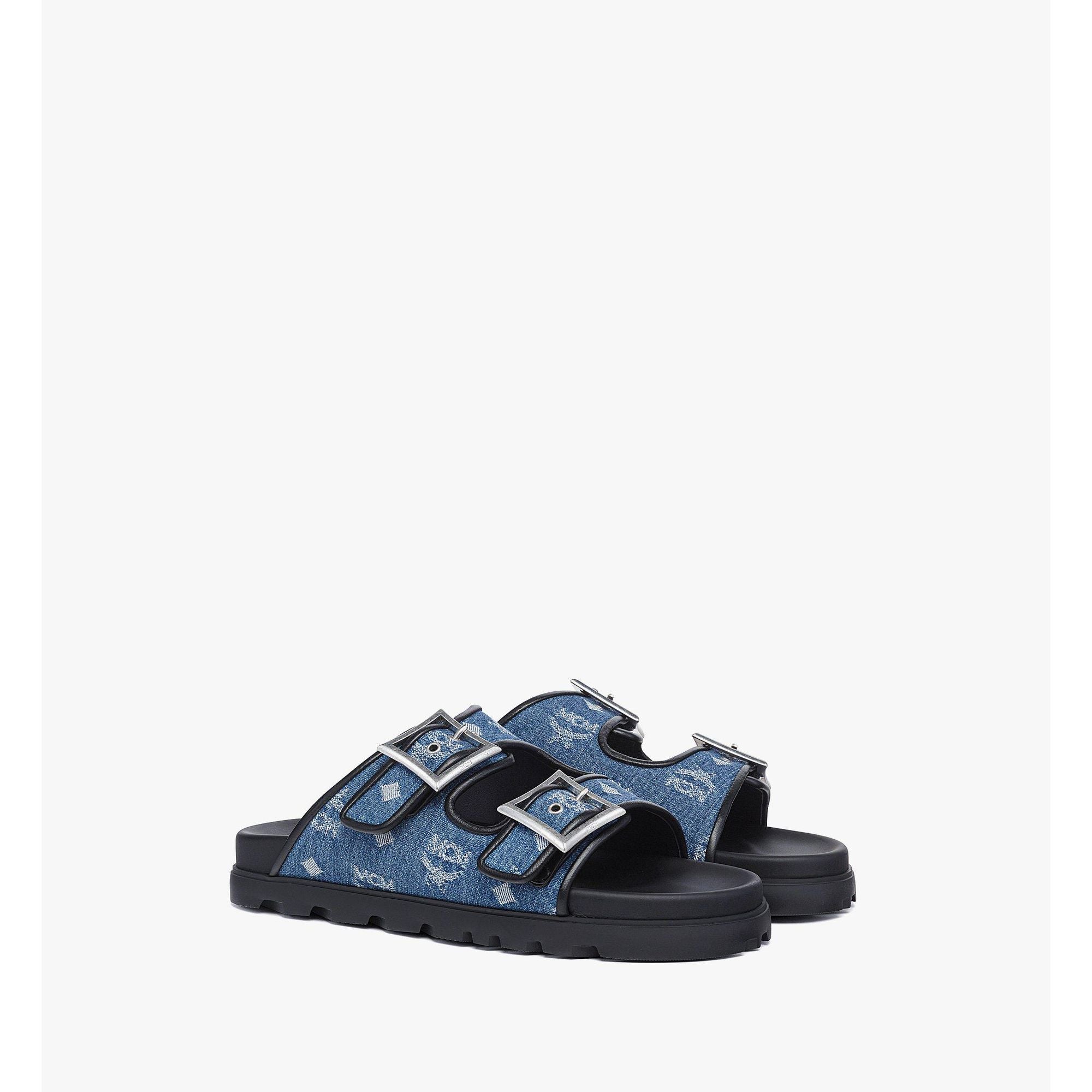 Monogram Sandals in Denim Jacquard