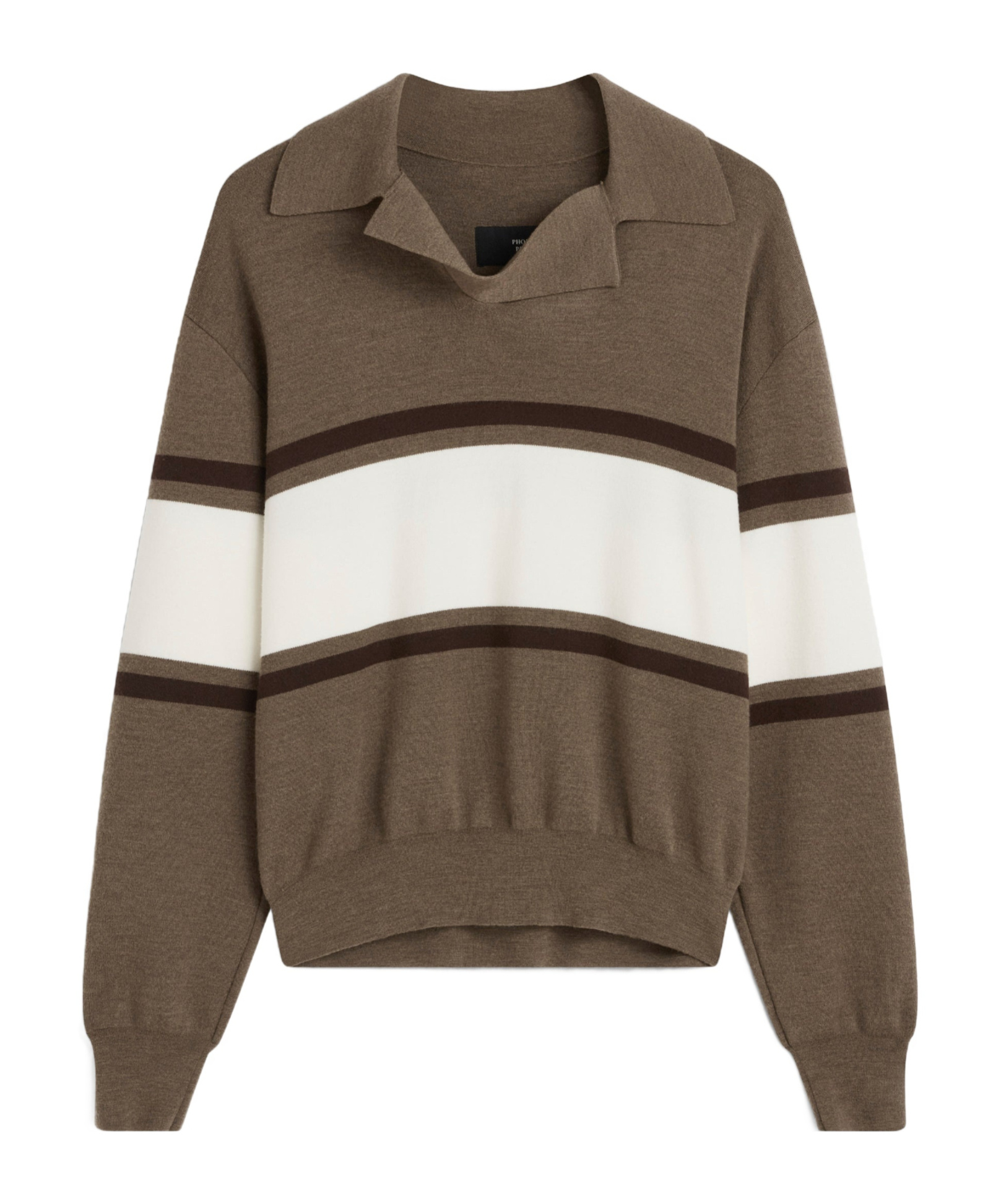 Open-front polo-collar sweater
