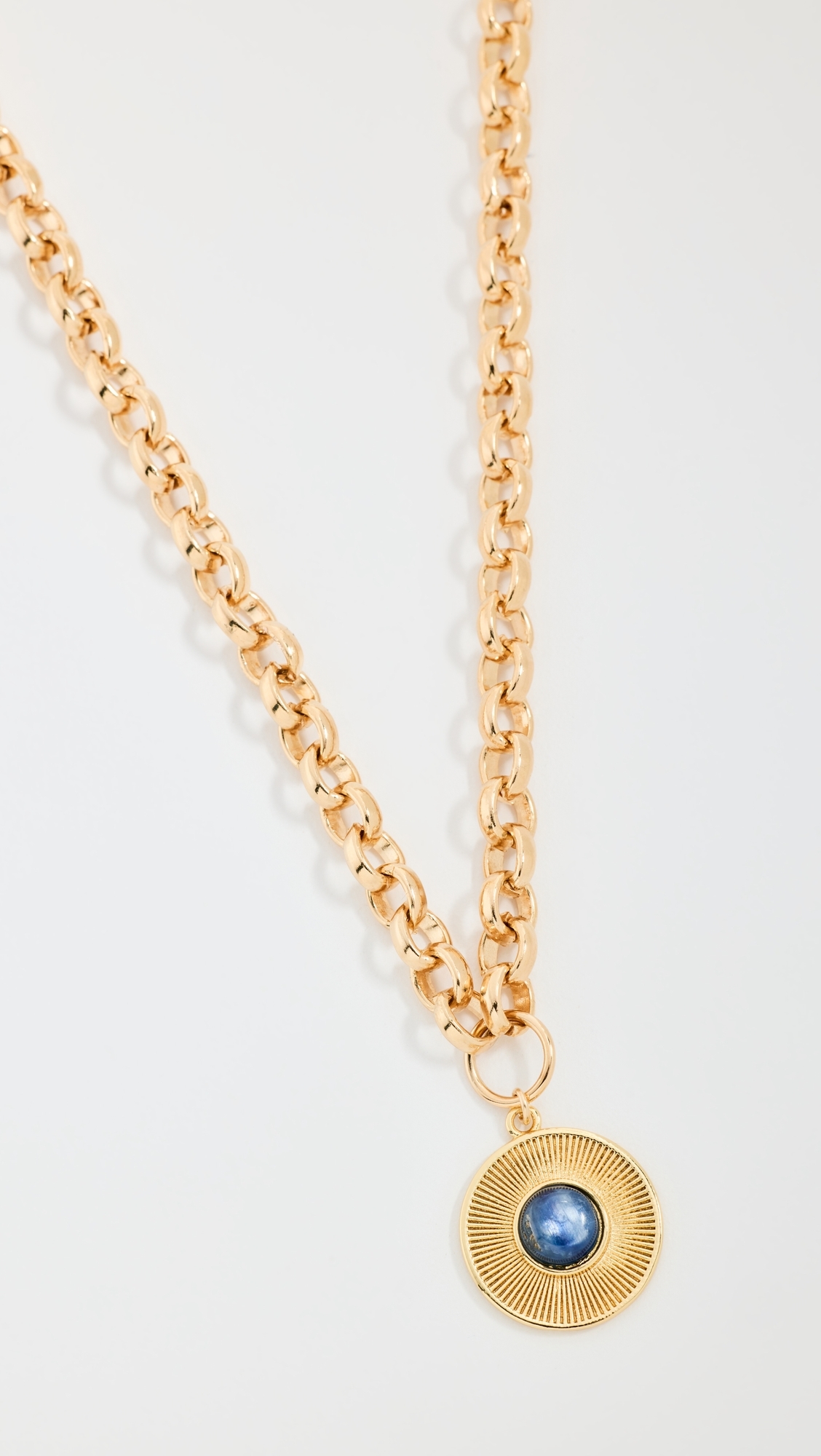 Blue Tiger Eye Sunburst Necklace Yellow Gold One Size