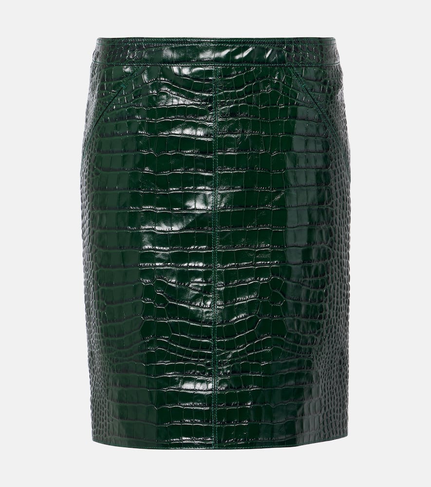 Croc-effect leather miniskirt