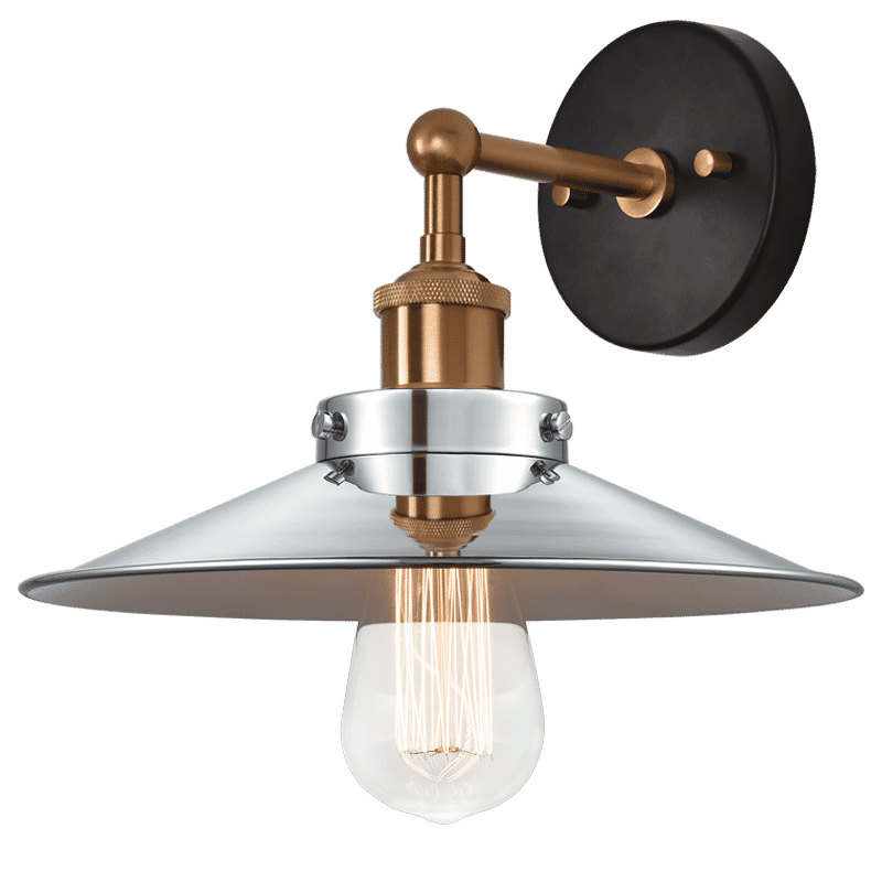 Aged Gold Brass One Light Wall Sconce from the Bulstrode'S Workshop Collection
