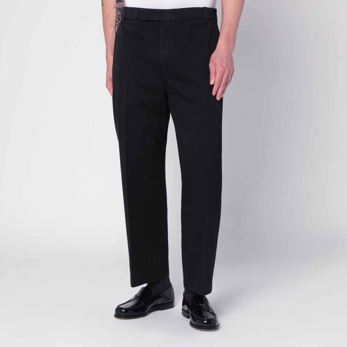 Black Mid-Rise Tapered Chinos