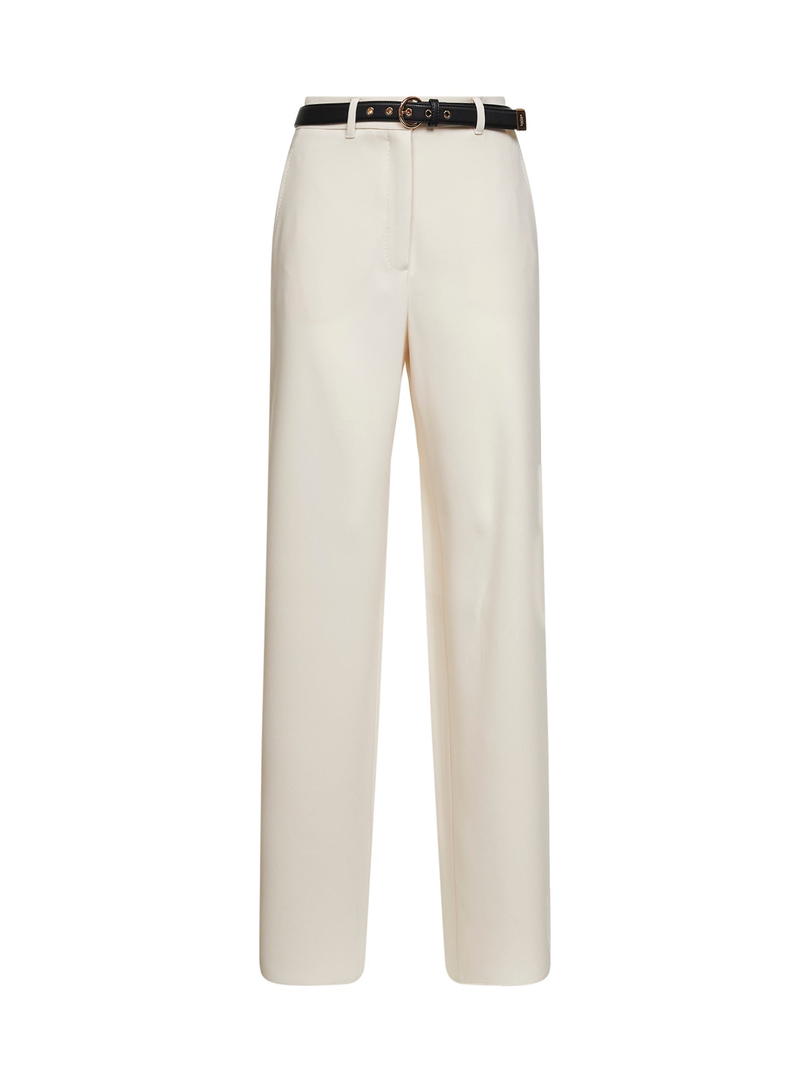 Wide-Leg Cady Trousers — Beige