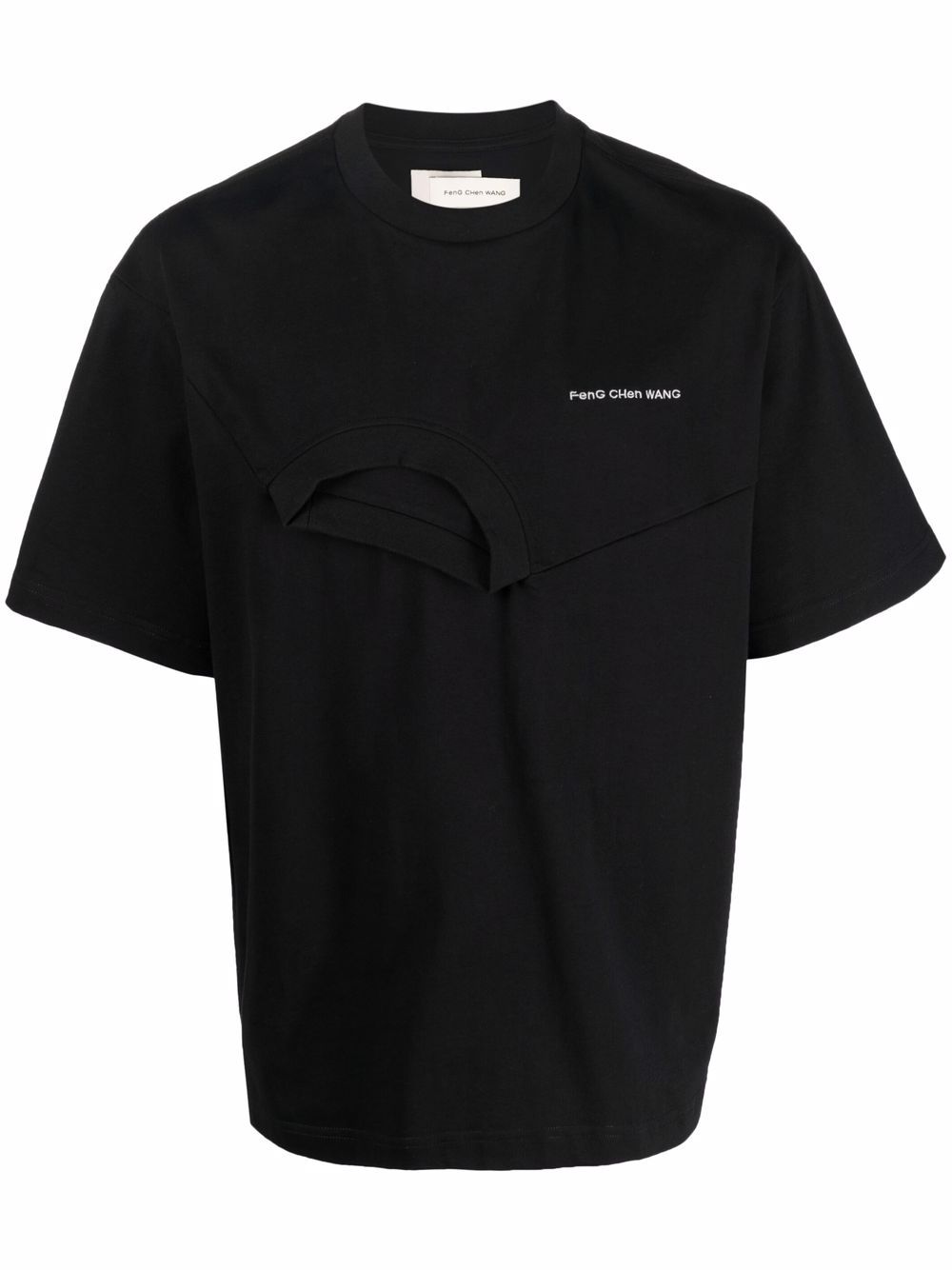 Layered embroidered logo T-shirt - Black