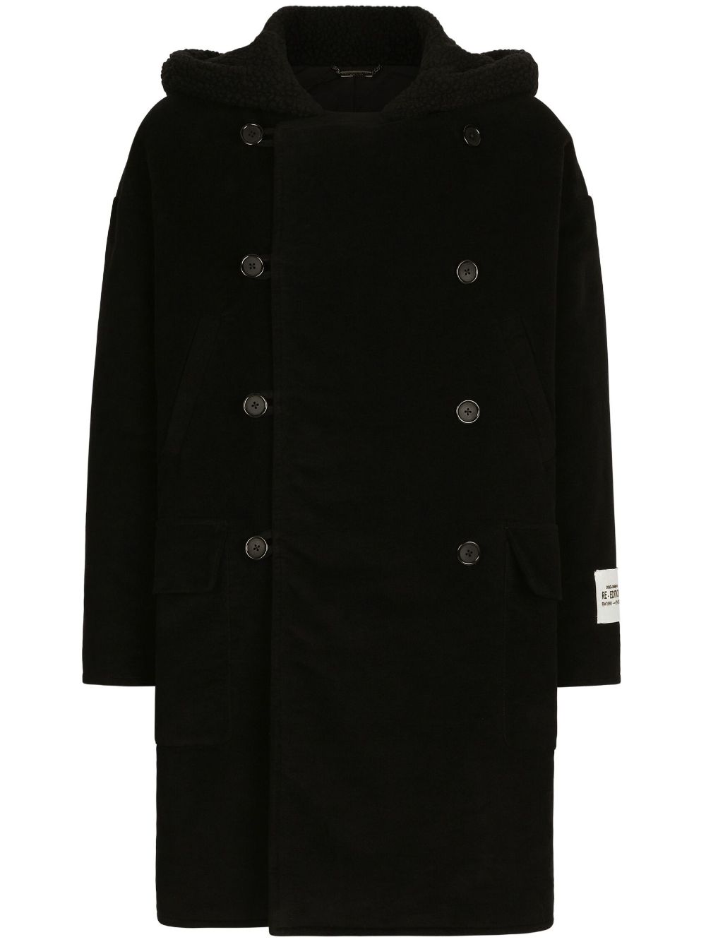Double-breasted cotton coat - Black